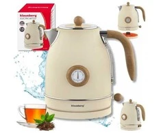 Klausberg Virdulys, Retro elektrinis virdulys su termometru, 1,7 l, kreminės spalvos, 304 nerūdijančio plieno