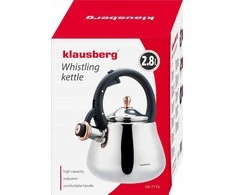 Virdulys, Nerūdijančio plieno virdulys su švilpuku, sidabro spalvos su rožinio aukso elementais, talpa 2,8 l, Klausberg, kb-7776