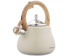 Virdulys, Švilpiantis virdulys, nerūdijančio plieno, smėlio spalvos su medžio imitacijos detalėmis, 2,8 l, Klausberg, kb-7919
