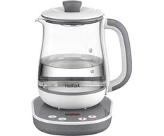 TEFAL BJ551B10 | Tea Virdulys | 1400 W | 1.5 L | Glass | 360° rotational base | Baltas/Pilkas