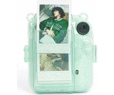 LoveInstant dėklas Dėklas dėklas Case, skirtas FujiFilm Fuji INSTAX Mini 12 + lipdukai ir kišenė nuotraukoms Žalia su blizgučiais