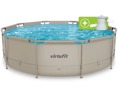 VIRTUFIT apvalus baseinas 366 cm su filtravimo siurbliu, smėlio spalvos
