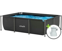 Virtufit VIRTUFIT stačiakampis baseinas 260 x 180 cm su filtro pompa, antracito spalvos