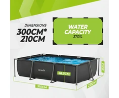 Virtufit VIRTUFIT stačiakampis baseinas 300 x 210 cm su filtro pompa, antracito spalvos
