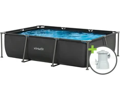 Virtufit VIRTUFIT stačiakampis baseinas 300 x 210 cm su filtro pompa, antracito spalvos