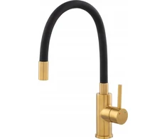 Virtuvės maišytuvas Ferro BZA4BSSG / / ZUMBA / KRIAUKLĖS MAIŠYTUVAS. INOX-GOLD ELASTINIS. Juodas SNAPELIS /