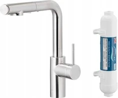 Virtuvės maišytuvas KFA DUERO PURE BASIC IŠTRAUKIAMAS VIRTUVĖS MAIŠYTUVAS SU VANDENS FILTRAVIMO FUNKCIJA IR IŠTRAUKIAMU SNAPELIU + HIDRO FILTRU, INOX