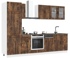 Virtuvinių spintelių komplektas, 8 dalių, Lucca, dūminio
