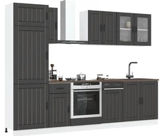 Virtuvinių spintelių komplektas, 8 dalių, Kalmar, juoda