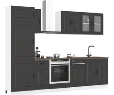 Virtuvinių spintelių komplektas, 8 dalių, Kalmar, juoda