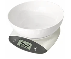 Virtuvinės svarstyklės su dubeniu Rosberg R51651Q, 5kg, 2 x AAA baterijos, LED ekranas