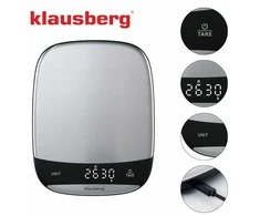Virtuvinės svarstyklės Svarstyklės „Bluetooth“ virtuvės svarstyklės, dietinės, 5kg kalorijų analizės, grūdinto stiklo, „Klausberg“