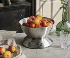Virtuvinės svarstyklės Omega PLATINET STEEL KITCHEN SCALE WITH BOWL Virtuvinės svarstyklės STALOWA Z MISKĄ 1,8 L / 5 KG WYŚWIELTACZ CZAS TEMPERATURA (PBSKB)