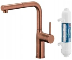 Virtuvinis maišytuvas KFA baterija kuchenna su funkcija filtracji wody i wyciąganą wylewką Duero Pure Move Pull-Out + filtras Hydro+, brushed rose auksinis 6623-422-34