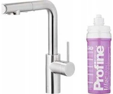 Virtuvinis maišytuvas KFA DUERO PURE BASIC PULL-OUT Baterija KUCHENNA Z FUNKCJĄ FILTRACJI WODY I WYCIĄGANĄ WYLEWKĄ + Rinkinys FILTRUJĄCY PROFINE LILAC S, INOX
