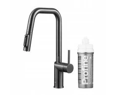 Virtuvinis maišytuvas KFA KFA baterija kuchenna su funkcija filtracji wody i wyciąganą wylewką DUERO PURE STYLE PULL-OUT + komplektas filtrujący PROFINE Sidabrinis S, gun metal pilkas 6623-314-61