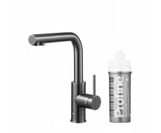Virtuvinis maišytuvas KFA KFA baterija kuchenna su funkcija filtracji wody DUERO PURE BASIC + komplektas filtrujący PROFINE Sidabrinis S, gun metal pilkas 6623-914-61