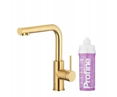Virtuvinis maišytuvas KFA KFA baterija kuchenna su funkcija filtracji wody DUERO PURE BASIC + komplektas filtrujący PROFINE LILAC S, brushed light auksinis 6623-915-39