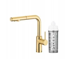 Virtuvinis maišytuvas KFA KFA baterija kuchenna su funkcija filtracji wody i wyciąganą wylewką DUERO PURE BASIC PULL-OUT + komplektas filtrujący PROFINE Sidabrinis S, brushed light auksinis 6623-114-39