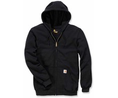 Visent Bluza Carhartt vidutinio svorio gobtuvas su užtrauktuku, juodas
