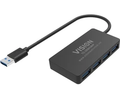 HUB USB Vision 4 x USB 3.0 Anschlusse - 5Gbps - 30 cm Kabelis - juodas