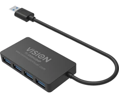 HUB USB Vision 4 x USB 3.0 Anschlusse - 5Gbps - 30 cm Kabelis - juodas