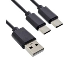 Vision USB vaizdo kabelis USB-A - 2x USB-C 2 m, juodas