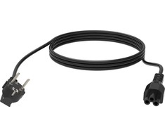 Kabelis zasilający Vision VISION Professionelles, installationstaugliches Netzkabel, Kleeblatt auf EU-Stecker - 30 JAHRE GARANTIE -250 V - 10 A - IEC 60320 C5 (Kleeblatt'') auf EU-CEE-7/7-Stecker - Aussendurchmesser 7,1 mm - 3 m - juodas