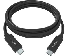 Vision VISION profesionalus USB-C laidas, skirtas montavimui – 30 metų garantija – USB 3.2 Gen 1 5 Gbps – palaiko 3 A įkrovimo srovę – USB-C 3.2 (M) į USB-C 3.2 (M) – 4,5 mm išorinis skersmuo – 22 + 30 AWG – 2 m – juodas
