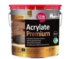 Sienų ir lubų dažai VIVACOLOR ACRYLATE PREMIUM, atsparūs drėgmei, matiniai, A bazė, 2,7 l