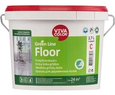 Grindų dažai VIVACOLOR Žalias LINE FLOOR, pusiau matiniai, baltos sp., 2,7 l