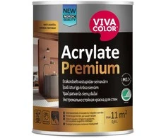 Sienų ir lubų dažai VIVACOLOR ACRYLATE PREMIUM, atsparūs drėgmei, matiniai, A bazė, 0,9 l