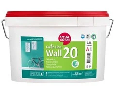 Sienų dažai VIVACOLOR Žalias LINE WALL 20, pusiau matiniai, baltos sp., A bazė, 7,2 l