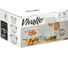 Vivalto 3 apvalių, karščiui atsparių indų rinkinys