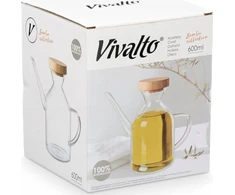 Vivalto Buteliukas na oliwę INTRA su bambusową pokrywką, 600 ml