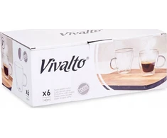 Kinvara Vivalto Dvigubų sienelių termo stiklinių kavai arba arbatai rinkinys, 6 puodeliai, 140 ml