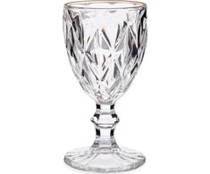 Bikuva.lt Taurės vynui DIAMOND AU, 6 vnt., 250ml, auksiniu kanteliu