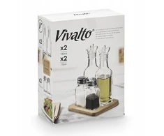 „Vivalto“ prieskonių ir aliejaus rinkinys su mediniu pagrindu, 4 elementai