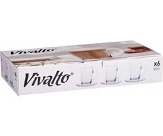 Vivalto Stikliniai kapučino kavos puodeliai su lėkštutėmis, 6 vnt., 200 ml