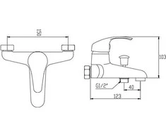 Vonios baterija Invena Chromo sienelės mitris (BW-79-KPL- Q)