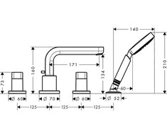 Vonios maišytuvas Hansgrohe Metris S 4 skylių chromuotas (31443000)