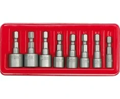 VOREL atsuktuvų galvutės 5-13 mm, 1/4 colio tvirtinimas, 8 vnt. rinkinys.