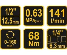 Pneumatinė terkšlė Vorel 81118; 1/2''; 68 Nm
