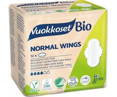 Vuokkoset Organic* higieniniai įklotai su sparneliais, normalūs, 2 vnt. pakuotėje, 2 x 12 vnt.