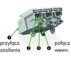 „Wago 294-4413“ 3 polių maitinimo jungtis be kojelių su PE kontaktu 294-4413