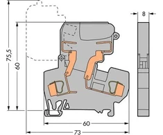 Wago 4mm2 pilkoji saugiklių jungtis 10A G 5x 20mm (281- 611)
