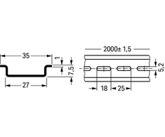 Wago MON.STA. BĖGELIS 35 X 7,5 MM, STORIS 1 MM, ILGIS