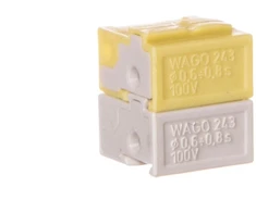 Wago 243-212 Tinklo gnybtų jungtis 4x 0,6-0,8 mm2 šviesiai pilka / geltona 243-212 /50 vnt./