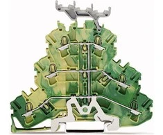 Wago 3- istorija PE geležinkelio jungtis 2.5mm2 su gelsvai žalia ženklinimo bazė (2002 -3237)