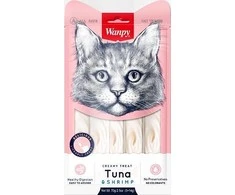 wanpy - Wanpy kreminis laižomas kačių skanėstas - tunas ir krevetės 70 g (5 x 14 g) - 70 g (5 x 14 g)